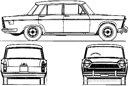 Fiat 1800 (1961) - Фиат - чертежи, габариты, рисунки автомобиля