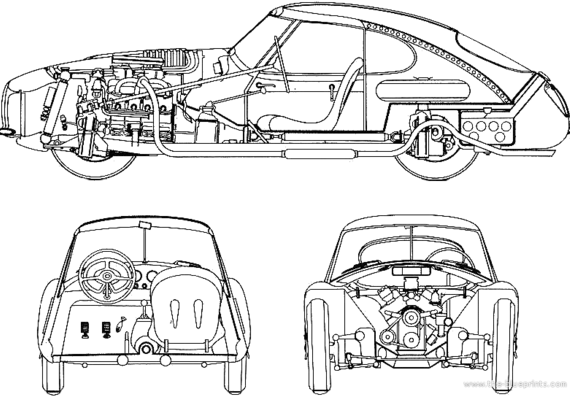 Fiat 8V (1952) - Фиат - чертежи, габариты, рисунки автомобиля
