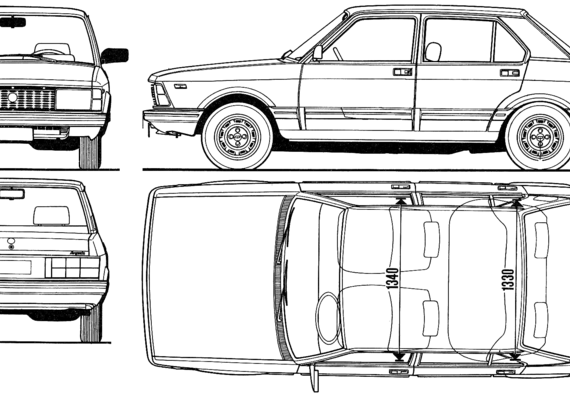 Fiat Argenta (1983) - Фиат - чертежи, габариты, рисунки автомобиля