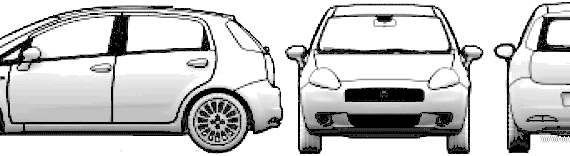 Fiat Grande Punto 5-Door (2006) - Фиат - чертежи, габариты, рисунки автомобиля