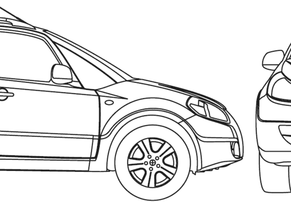 Fiat Sedici (2006) - Фиат - чертежи, габариты, рисунки автомобиля