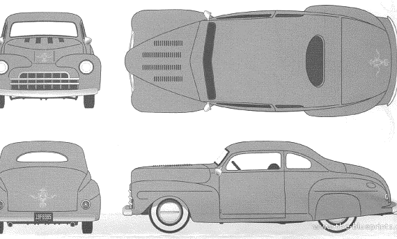 Ford Custom Coupe (1948) - Форд - чертежи, габариты, рисунки автомобиля