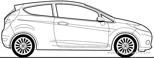 Ford E Fiesta 3-Door (2010) - Форд - чертежи, габариты, рисунки автомобиля