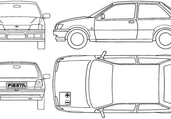 Ford Fiesta 3-Door (1990) - Форд - чертежи, габариты, рисунки автомобиля