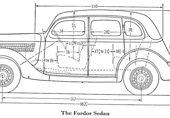 Ford Fordor Sedan (1935) - Форд - чертежи, габариты, рисунки автомобиля