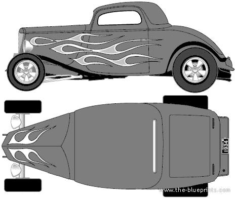 Ford Hot Rod (1934) - Форд - чертежи, габариты, рисунки автомобиля
