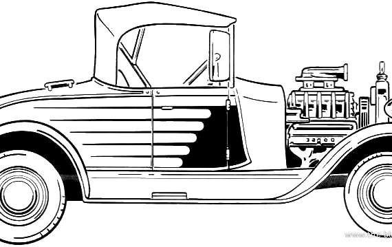 Ford Model A Roadster Custom (1929) - Форд - чертежи, габариты, рисунки автомобиля