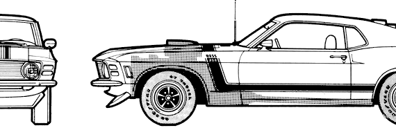 Ford Mustang Boss 302 (1970) - Форд - чертежи, габариты, рисунки автомобиля