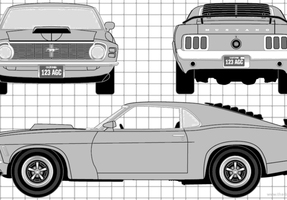 Ford Mustang Boss 429 (1970) - Форд - чертежи, габариты, рисунки автомобиля