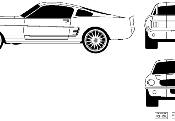 Ford Mustang Fastback (1967) - Форд - чертежи, габариты, рисунки автомобиля