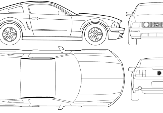 Ford Mustang GT (2011) - Форд - чертежи, габариты, рисунки автомобиля