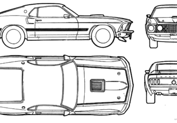 Ford Mustang Mach I (1969) - Форд - чертежи, габариты, рисунки автомобиля
