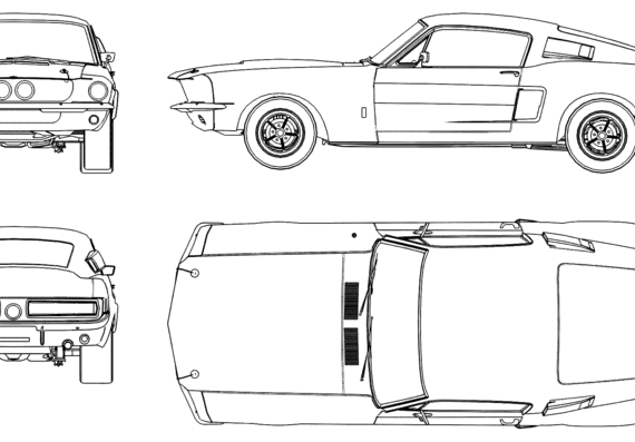 Ford Mustang Shelby GT500 (1967) - Форд - чертежи, габариты, рисунки автомобиля