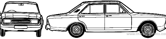 Ford Taunus 20M P7B 4-Door (1969) - Форд - чертежи, габариты, рисунки автомобиля