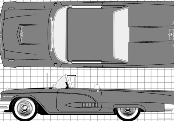 Ford Thunderbird Convertible (1958) - Ford - drawings, dimensions, pictures of the car
