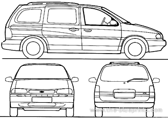 Ford Windstar (1995) - Форд - чертежи, габариты, рисунки автомобиля
