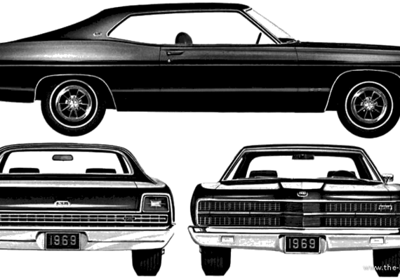 Ford XL GT SportsRoof (1969) - Форд - чертежи, габариты, рисунки автомобиля