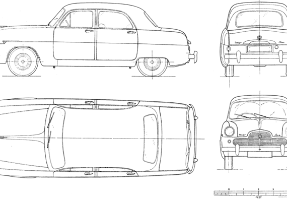 Ford Zephyr (1953) - Форд - чертежи, габариты, рисунки автомобиля