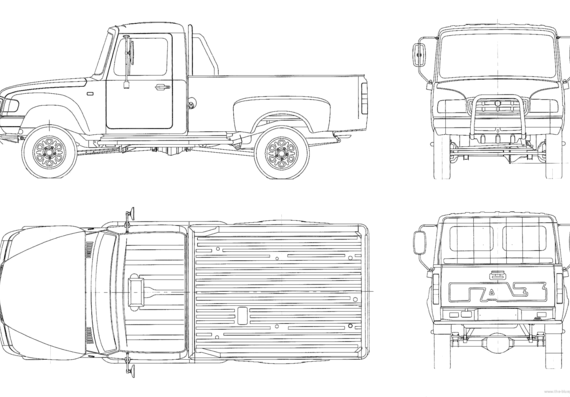 GAZ-2308 Ataman - ГАЗ - чертежи, габариты, рисунки автомобиля