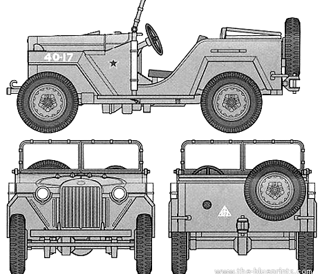 GAZ-67B - ГАЗ - чертежи, габариты, рисунки автомобиля