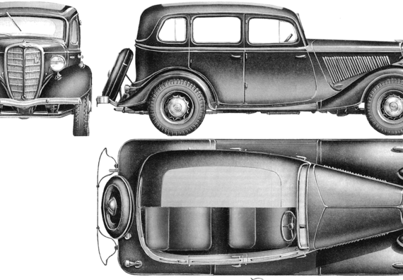 GAZ M-1 - ГАЗ - чертежи, габариты, рисунки автомобиля