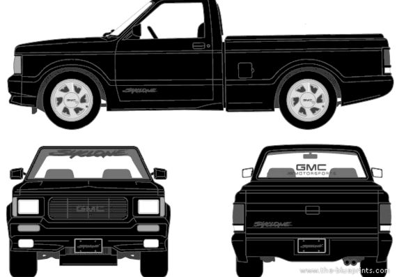 GMC Syclone Pick-up (1991) - ЖМЦ - чертежи, габариты, рисунки автомобиля