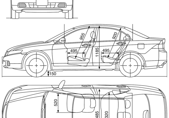 Honda Accord - Хонда - чертежи, габариты, рисунки автомобиля