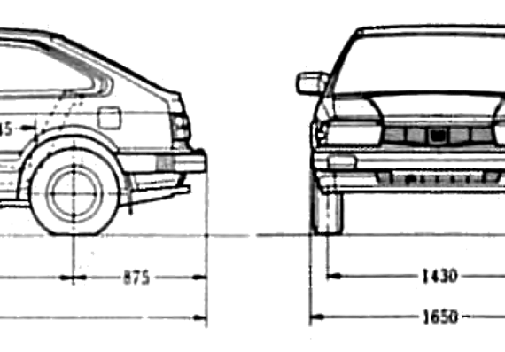 Honda Accord Hatch (1982) - Хонда - чертежи, габариты, рисунки автомобиля