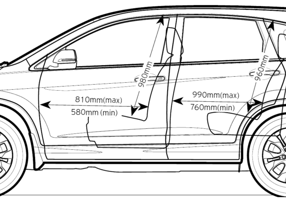 Honda CR-V (2013) - Хонда - чертежи, габариты, рисунки автомобиля