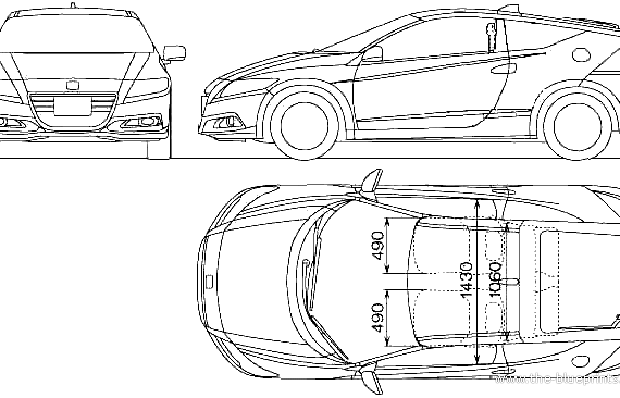 Honda CR-Z (2010) - Хонда - чертежи, габариты, рисунки автомобиля
