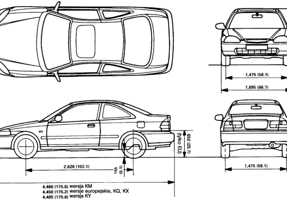 Honda Civic - Хонда - чертежи, габариты, рисунки автомобиля