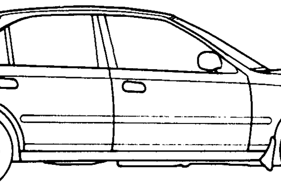 Honda Civic (1998) - Хонда - чертежи, габариты, рисунки автомобиля