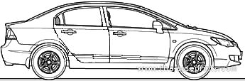 Honda Civic (2006) - Хонда - чертежи, габариты, рисунки автомобиля