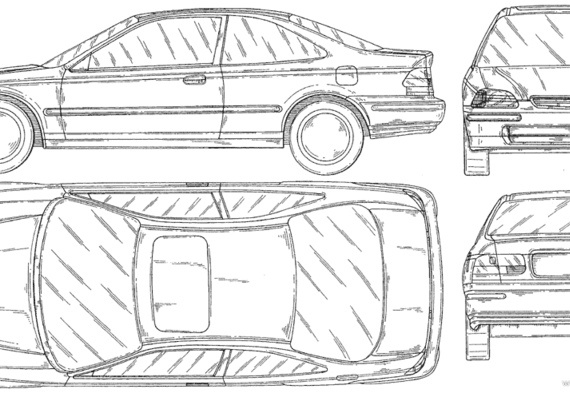 Honda Civic Coupe - Хонда - чертежи, габариты, рисунки автомобиля