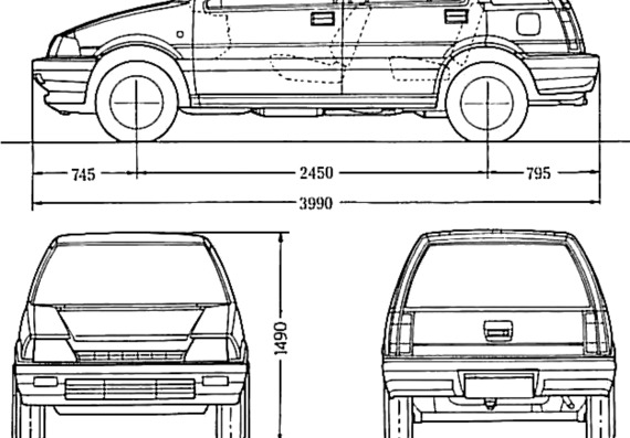 Honda Civic Wagon (1985) - Хонда - чертежи, габариты, рисунки автомобиля