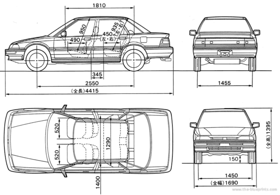 Honda Concerto - Хонда - чертежи, габариты, рисунки автомобиля