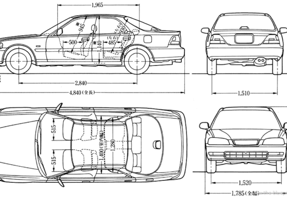 Honda Inspire - Хонда - чертежи, габариты, рисунки автомобиля