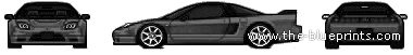 Honda NSX - Хонда - чертежи, габариты, рисунки автомобиля