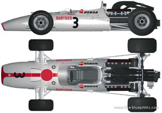 Honda RA300 F1 GP (1967) - Хонда - чертежи, габариты, рисунки автомобиля