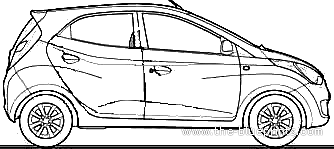 Hyundai Eon (2011) - Хендай - чертежи, габариты, рисунки автомобиля