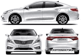 Hyundai Grandeur 5G (2011) - Хендай - чертежи, габариты, рисунки автомобиля