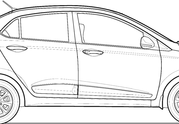 Hyundai Xcent (2014) - Хендай - чертежи, габариты, рисунки автомобиля