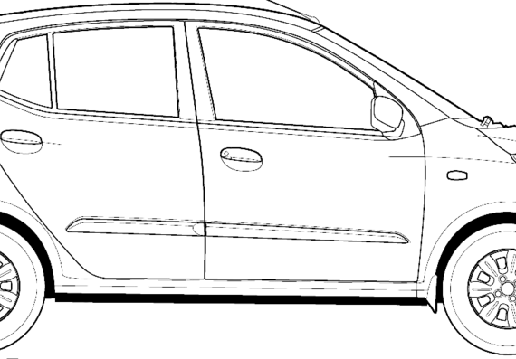Hyundai i10 (2013) - Хендай - чертежи, габариты, рисунки автомобиля