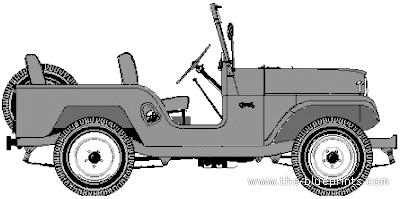 IKA Jeep CJ5 - ИКА - чертежи, габариты, рисунки автомобиля