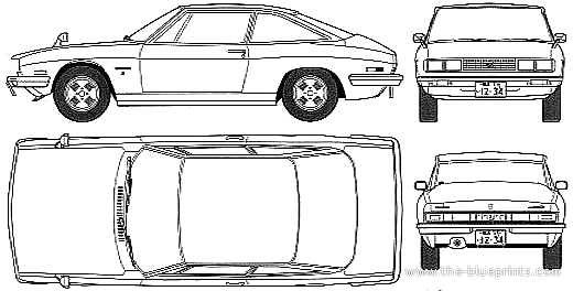 Isuzu 117 Coupe (1973) - Исудзу - чертежи, габариты, рисунки автомобиля
