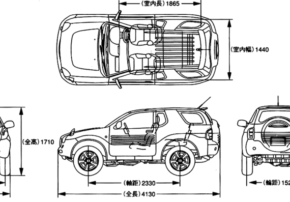 Isuzu Vehicross - Исудзу - чертежи, габариты, рисунки автомобиля