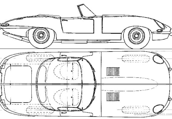 Jaguar E-Type 3.8 Roadster (1961) - Ягуар - чертежи, габариты, рисунки автомобиля