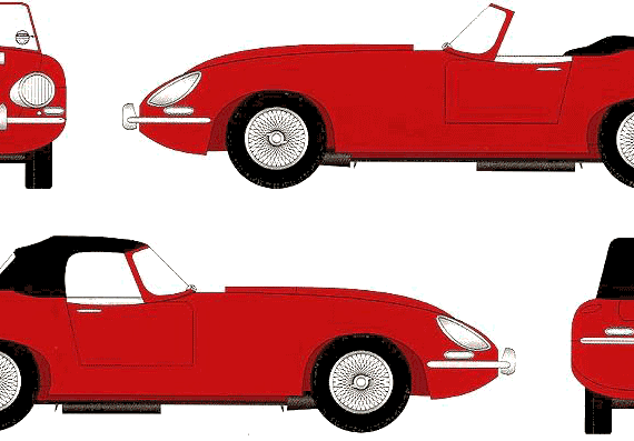 Jaguar E-Type Roadster - Ягуар - чертежи, габариты, рисунки автомобиля