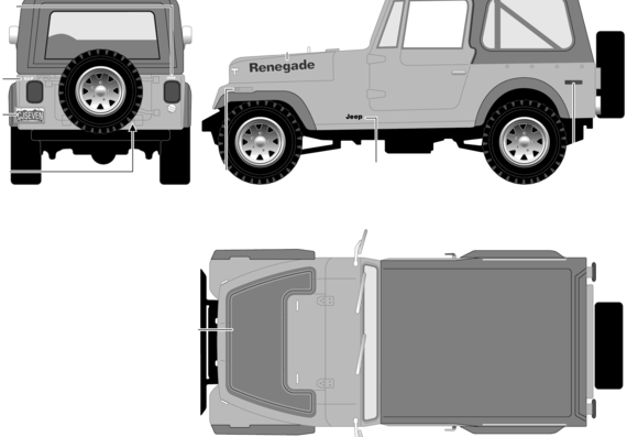 Jeep CJ-7 Renegade (1977) - Джип - чертежи, габариты, рисунки автомобиля