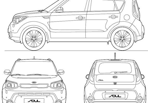 Kia Soul (2014) - Киа - чертежи, габариты, рисунки автомобиля
